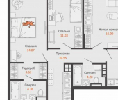 3-комн, 77 кв м, этаж 10/15 Ижевск, улица Холмогорова, 121