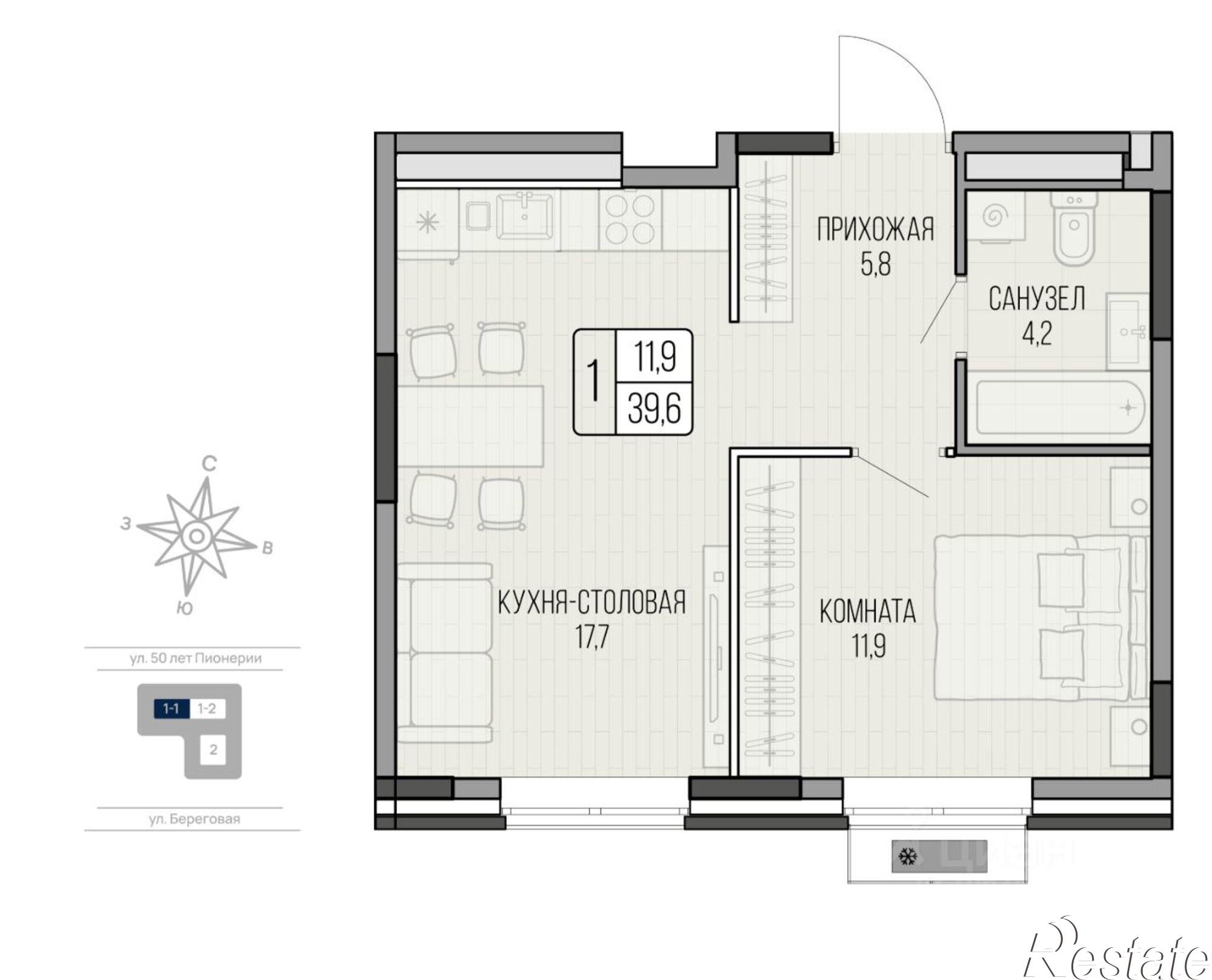 Купить квартиру за 6 469 440 рублей на улица 50 лет Пионерии, 41 к1
