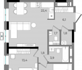 2-комн, 68 кв м, этаж 2/16 ул Фруктовая, 4