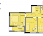 2-комн, 44 кв м, этаж 6/17 Воткинское шоссе, 47 к2