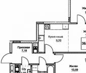 2-комн, 56кв м, этаж 7/17 ул Чехова, 46
