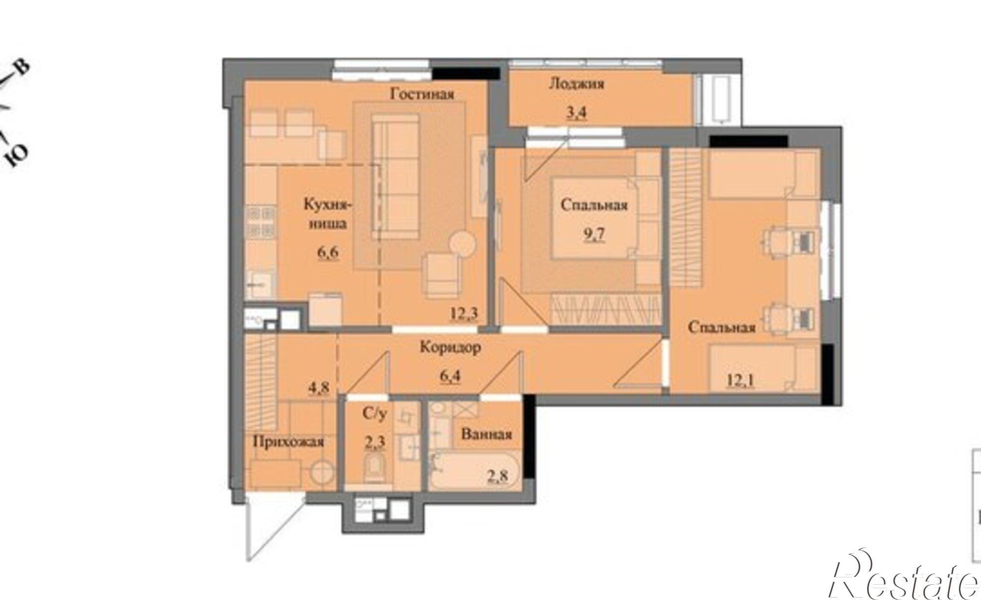 Купить квартиру за 6 917 900 рублей на Воткинское шоссе, 47 к2