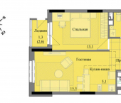 2-комн, 45 кв м, этаж 6/17 Воткинское шоссе, 47 к2