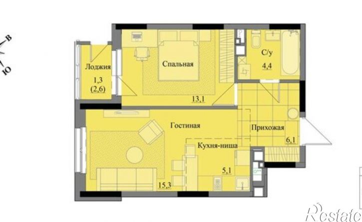 2-комн квартира в новом доме Воткинское шоссе, 47 к2,  д. 47 к2