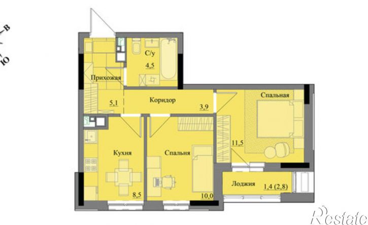 2-комн квартира в новом доме Воткинское шоссе, 47 к2,  д. 47 к2