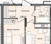 1-комн, 32 кв м, этаж 11/17 улица 40 лет Победы, 93