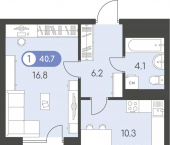 1-комн, 40 кв м, этаж 10/10 Воткинское шоссе, 45А к1