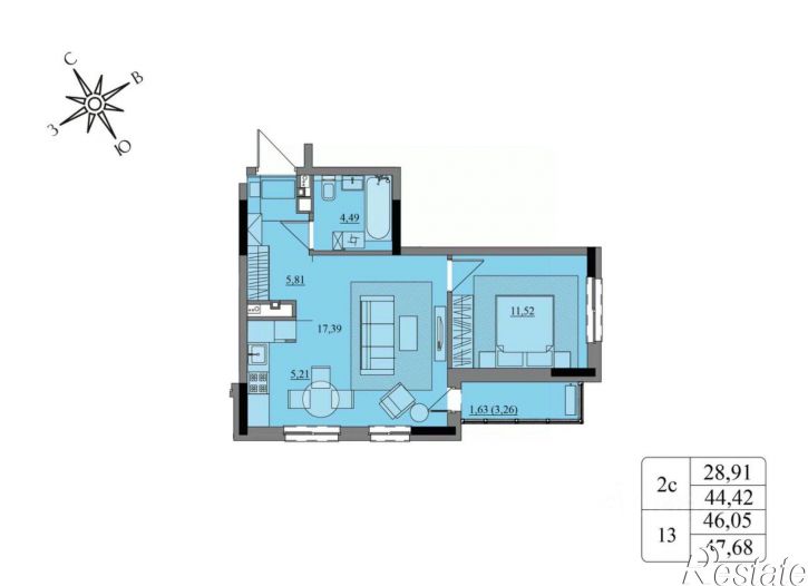 2-комн квартира в новом доме Воткинское шоссе, 47 к3,  д. 47 к3