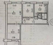 3-комн, 53кв м, этаж 2/9 Удмуртская улица, 199