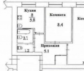 4-комн, 60кв м, этаж 4/5 Школьная улица, 1