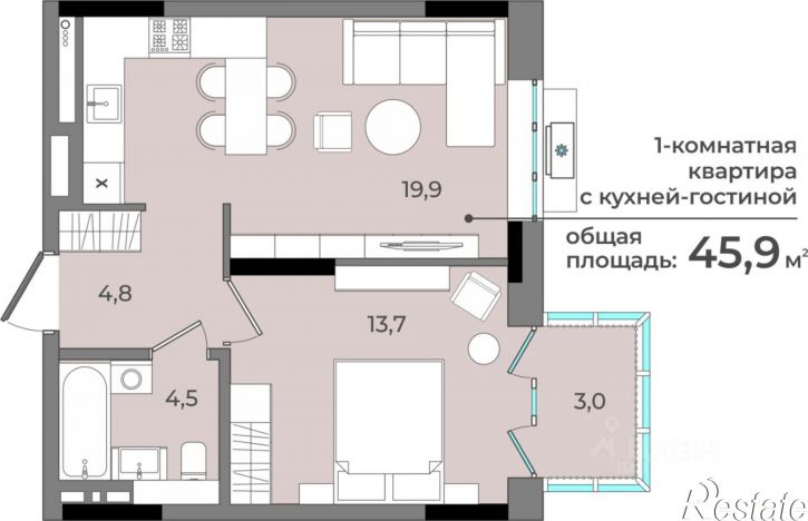 1-комн квартира в новом доме улица им. В. С. Тарасова, 6,  д. 6