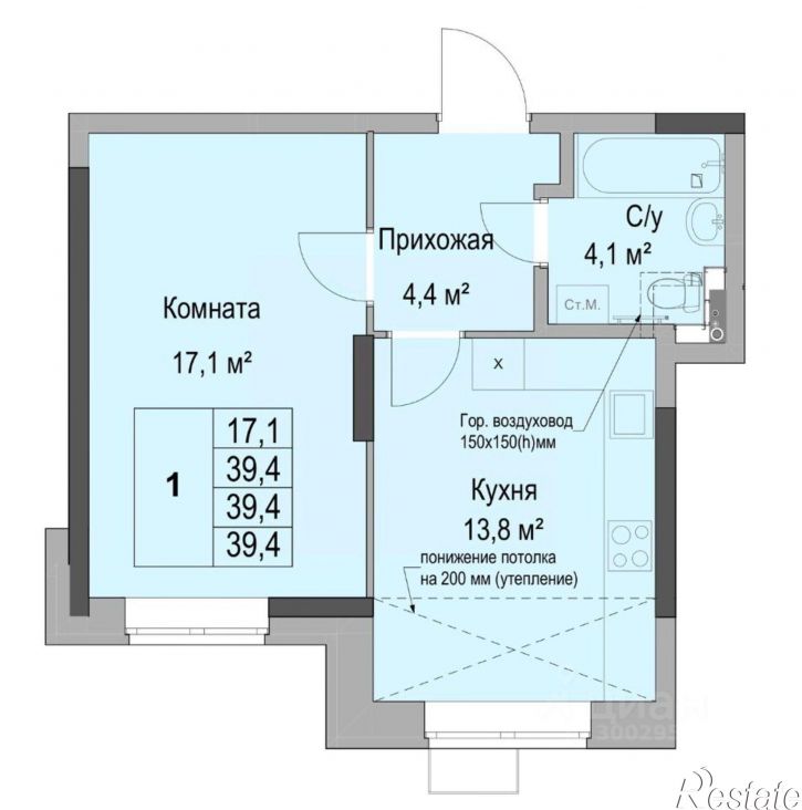 1-комн квартира в новом доме Ботенёвский переулок, 30 к1,  д. 30 к1