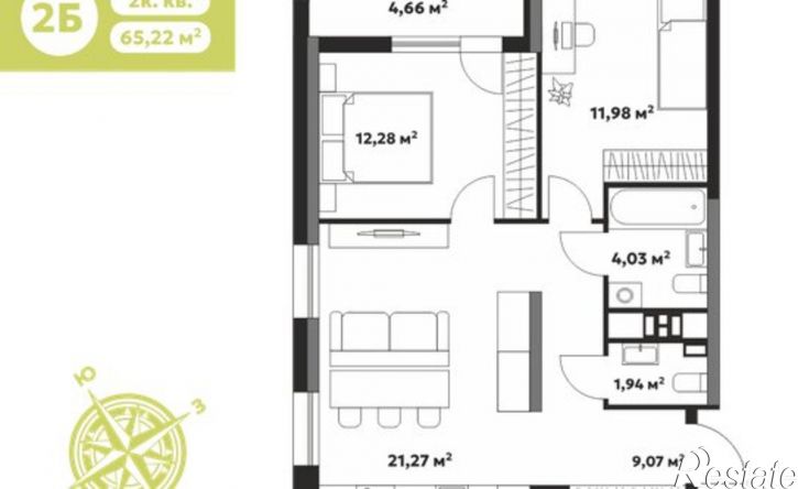 2-комн квартира в новом доме Якшур-Бодьинский тракт, 1,  д. 1