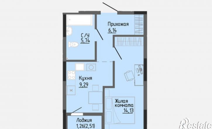 1-комн квартира в новом доме Ижевск, жилой район Культбаза, 10-й микрорайон, жилой комплекс Калинк