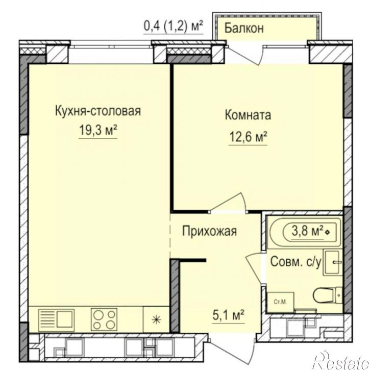 1-комн квартира в новом доме Ижевск, жилой район Аэропорт