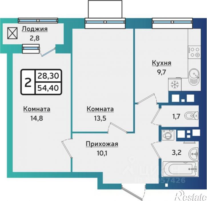 2-комн квартира в новом доме Ижевск, Союзная улица