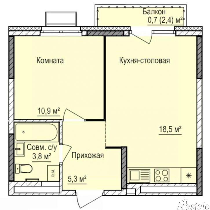 1-комн квартира в новом доме Ижевск, жилой район Буммаш