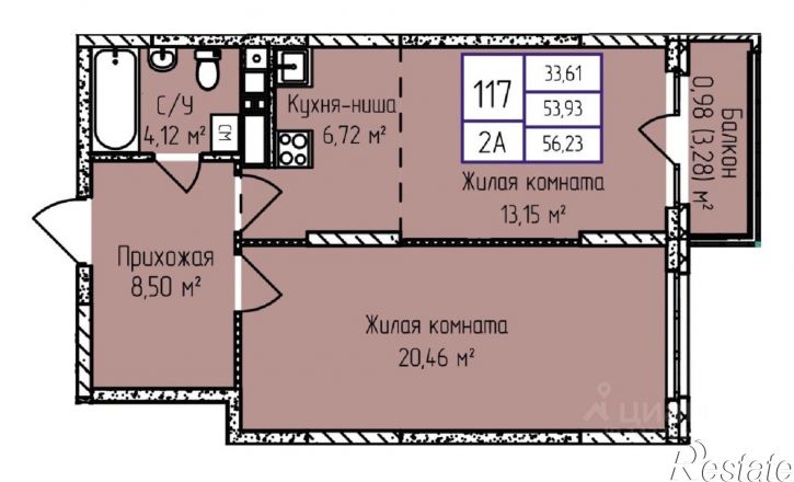 2-комн квартира в новом доме ул Камбарская, 15,  д. 15