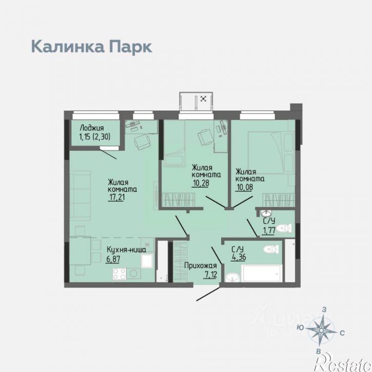 2-комн квартира в новом доме Ижевск, улица Васнецова