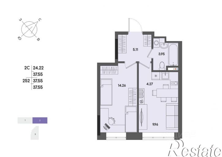 2-комн квартира в новом доме улица Джамбула (Джабаева), 89,  д. 89