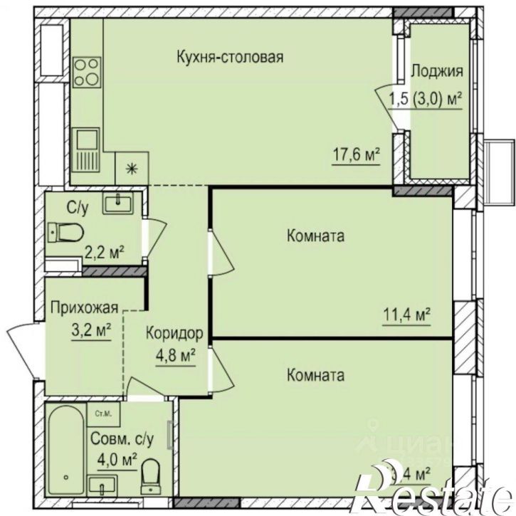 2-комн квартира в новом доме улица 10 лет Октября, 71А,  д. 71А