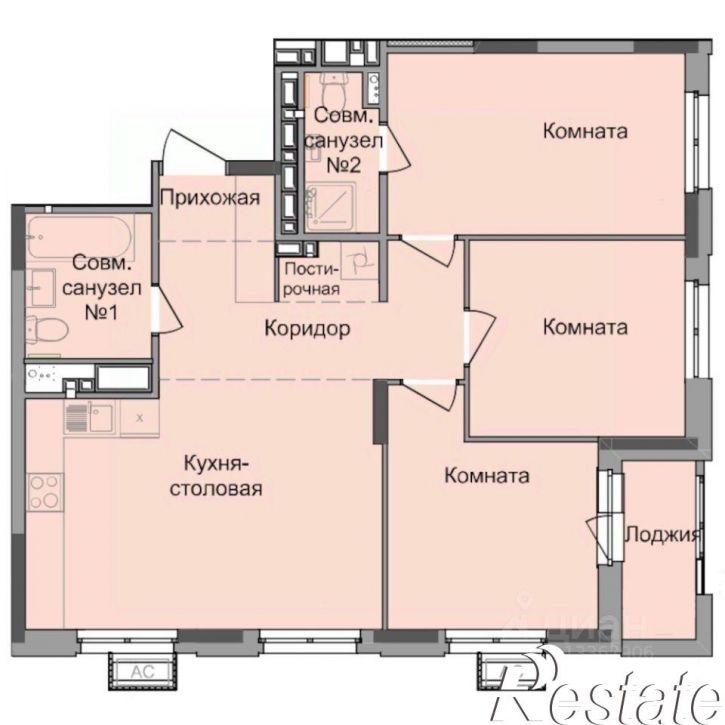 3-комн квартира в новом доме 9-я Подлесная улица, 9 к1,  д. 9 к1