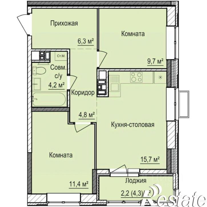 2-комн квартира в новом доме улица 10 лет Октября, 103Г,  д. 103Г